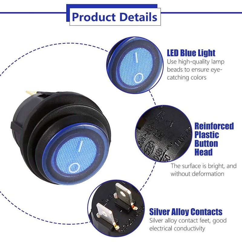 12V Rocker Switch, 12V 16A Car LED Rocker Switch, Auto