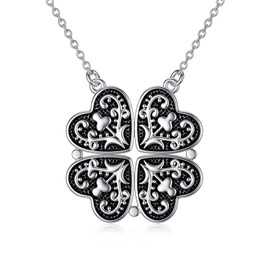 SLIACETE Magnet Four Leaf Clover Necklace 925 Sterling Silver Quatrefoil Necklace Good Luck Jewelry Birthday Gift for Women