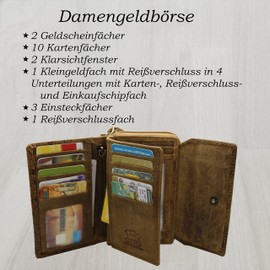 Women's Purse, Wild Leather, in 9 Colours Brown