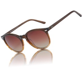 DUCO 1230 Women's Sunglasses, Round Sunglasses, UV400, Polarized Lens, Fashion Design, UV Protection, Braun