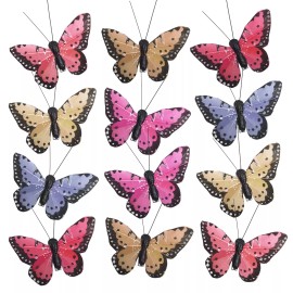 Banberry Designs Clip On Butterflies - Butterfly Clips with Feather Wings - Assrtd Colors #3604