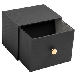 Exacompta Office By Me 78601E Drawer Photo Box with 4 Dividers for Filing A6 Cards or Photos 11 x 15 cm or 10 x 15 cm with Black Paper with Textile Effect