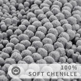 Yimobra Bathroom Runner Rugs 60"x24", Non Slip and Absorbent Bath Mat, Super Soft Water Absorbent Hallway Carpet, Machine Washable Rug for Vanity Tub Shower, Light Grey