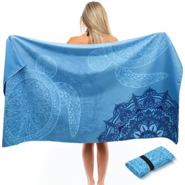 ELAKIRI XXL Beach Towel 90 x 180 cm - Microfibre Bath Towel Soft Skin Friendly - Beach Towel / Beach Towel Absorbent Quick Drying - Turtle Motif Beach Towels - for Beach, Pool, Yoga
