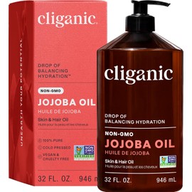 Cliganic Aceite de Jojoba 100% Puro a Granel Sin Hexano ni Refinar 946 ml