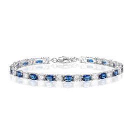 Diamond Treats Blue Tennis Bracelet for Women and Teenage Girls, 925 Sterling Silver Bracelet with Dark Blue Stones, Sapphire Blue Bracelet for Women in 925 Silver, Blue Tennis Bracelets for Women