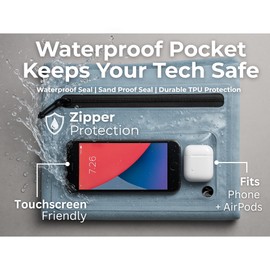 Quick Dry Beach Towel with Waterproof Phone Pocket – Sand Free, Compact Travel Towel for Pool, Boat, Camping & Outdoor Adventures (Mint)