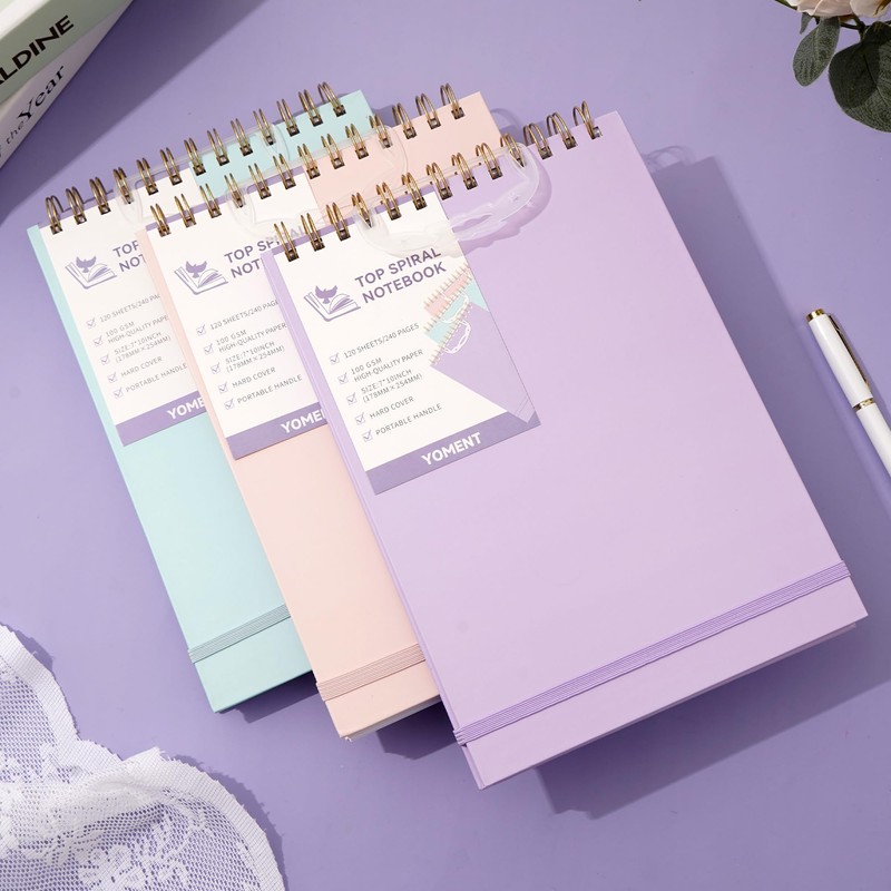 Yoment Top Spiral Notebook, Hardcover Steno Pads, 240 Pages Top