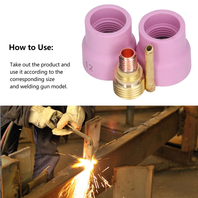 4Pcs TIG Welding Accessory Set Ceramic Nozzle 2.4mm Gas Lens