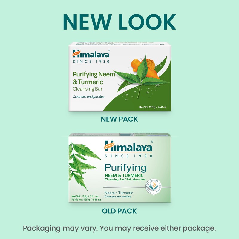 Himalaya Purifying Neem & Turmeric Cleansing Bar for Clean and