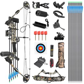 Compound Bow Kit, Hunting & Targeting, Gordon's Limb Made in USA, Draw Weight 20-70 lbs Adjustable, Draw Length 24”-29.5",up to IBO 320FPS Speed, Package with Archery Hunting (Black, Left Hand)