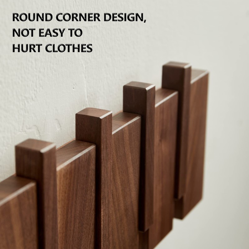 QUELLANCE Wooden Coat Hooks Wall Mounted, Coat Rack Hanger Wall