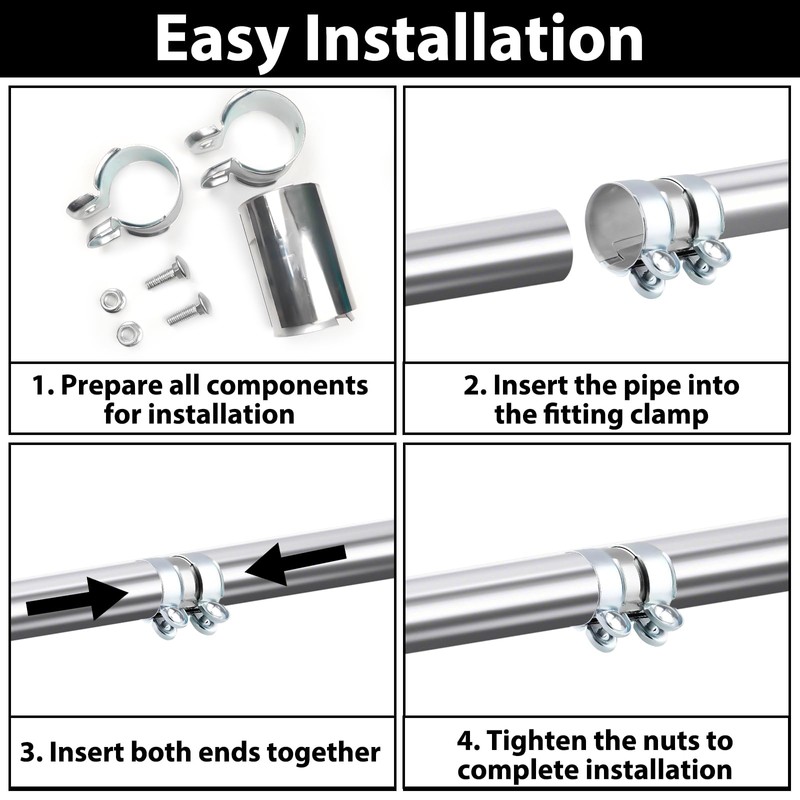 Exhaust Clamp Pipe Connector, 55mm, Stainless Steel