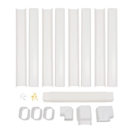 Jiabailie 5" 17Ft PVC Line Set Cover Mini Split Line Set Cover with 4 Straight Ducts and 1 Flexible Ducts Air Conditioners Decorative Tubing Cover Kit for Split or Central AC and Heat Pum