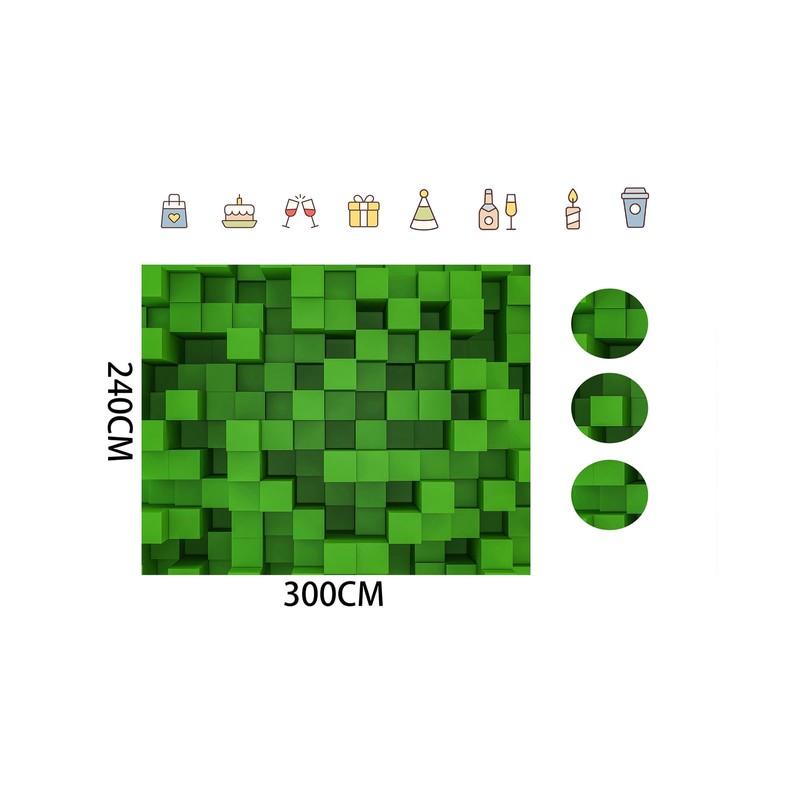 ZZBYSM 10X8FT Cube Pattern Photo Backdrop Green Square Party Photography