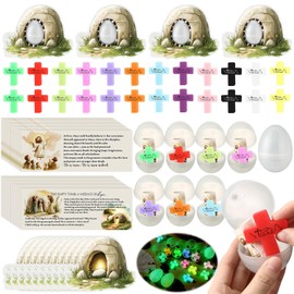 12 Sets Christian Easter Basket Stuffers Resurrection Bulk Easter Eggs Stress Cross Bible Story Cards He Has Risen Cards Holy Week Gifts Jesus Crafts for Church Sunday School