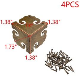 MY MIRONEY 4PCS Brass Furniture Corner Protector Decorative Box Corner Protector Hollow Cloud Pattern Antique Hardware Desk Edge Corner Guard with Nails, 1.38" x 1.38" x 1.38"