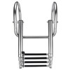 Hoffen 4 Step Pontoon Boat Ladder, Stainless Steel Telescoping Folding