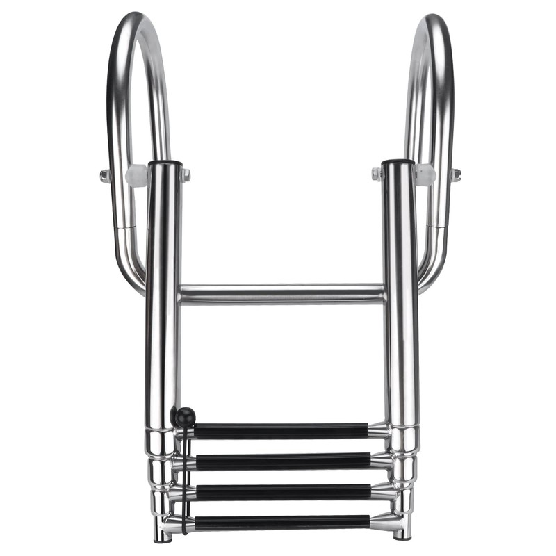 Hoffen 4 Step Pontoon Boat Ladder, Stainless Steel Telescoping Folding