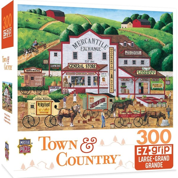 MasterPieces Town & Country Morning Deliveries Country Store Large EZ Grip Jigsaw Puzzle by Art Poulin, 300-Piece