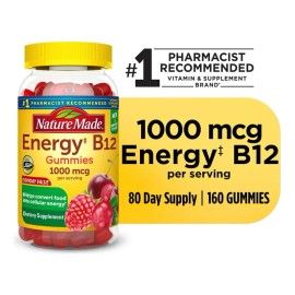 Nature Made Energy B12 1000 Mcg Con 160 Gomitas Sabor Cereza Y Vayas Mixtas