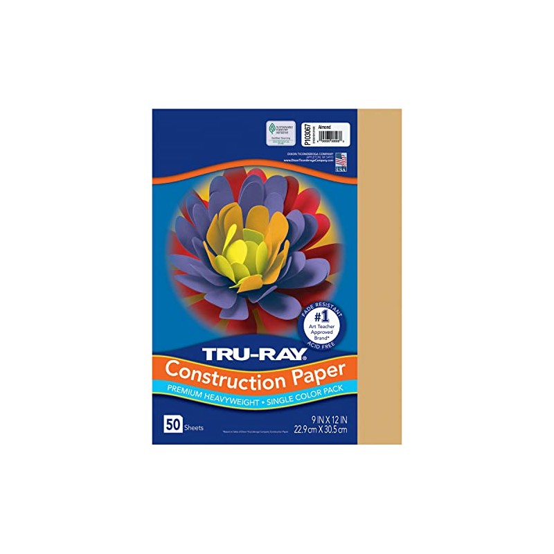 Tru-Ray Construction Paper, Almond, 9" x 12", 50 Sheets