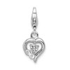 Adornica Diamonds Sterling Silver Rhodium-Plated Click-on Cz Polished Heart Charm