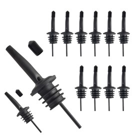 JNWINOG 12 Pack Liquor Pourers Spouts for Liquor Bottles Black Bar Pour Spouts Liquor Pourers with Dust Caps Bottle Pourers for Alcohol, Speed Pourers for Liquor Bottles (Matte Black, 12 Pack)