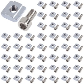 Yeepeo Pack of 50 T-Slot Nuts M6, Series 2020 M5 T-Slot Blocks Set T-Nut Type B, Carbon Steel T Slot Nut and Hex Socket Screw Connector Set for Aluminium Profile Extrusion Slot