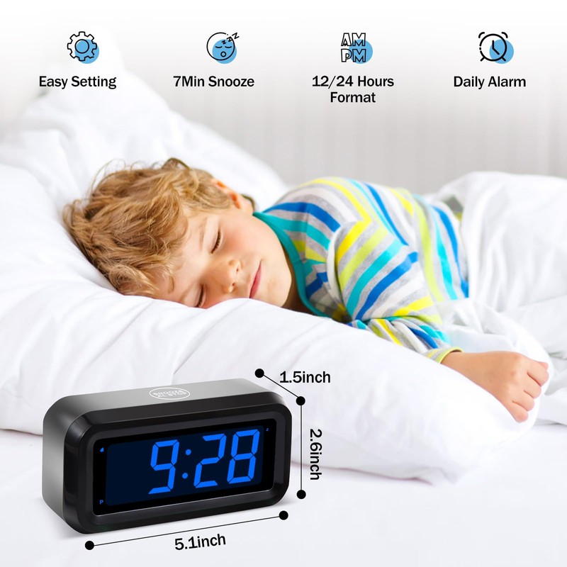 Timegyro Digital Alarm Clock Battery Operated with LED Display for