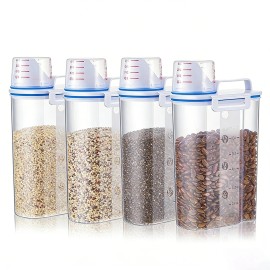Plastic Food Storage Containers with Measuring Cups BPA-free Grain Storage Cans Kitchen Storage and Organizing Boxescolor: Transparent, size: 11.5*6 inch