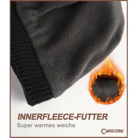CAOZITOU Men's Women's Winter Warm Winter Hat Thermal Fleece Beanie Knitted Hat Soft Outdoor, black