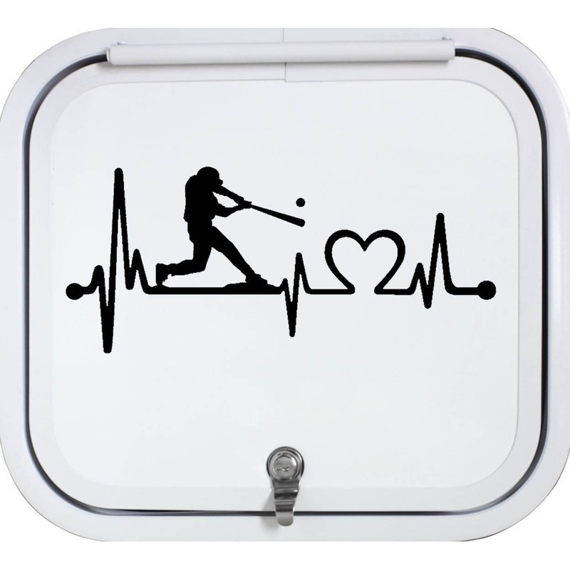 Bluegrass Decals K1075 Baseball Guy Batter Batting Heartbeat Lifeline Decal