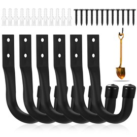 Aoyfuwell 6 Pcs Garage Storage Hooks, Wall Hooks for Hanging Heavy Duty Hook, Heavy Duty Ladder Hook for Wall Hanging Bike Hangers for Bike Chair Garden Tool