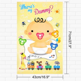 ASTARON Baby Shower Games Funny Pin The Pacifier on The Baby Game Baby Shower Party Supplies Gender Reveal Games for Guests Pin Game Set Baby 1st Birthday Party Game Supplies