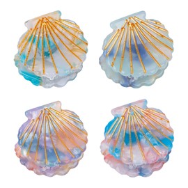YARIEW 4 Pcs Seashell Hair Claw Clips Small Seashell Hair Clips Mermaid Hair Clips Mini Claw Clips Shell Claw Clip Beach Mermaid Hair Accessories Mermaid Birthday Decorations Gift
