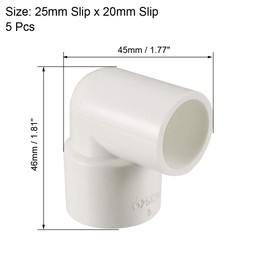 sourcing map PVC Pipe Fitting Angle Fitting 25 mm Slip x 20 mm Slip 90 Degrees Pack of 5