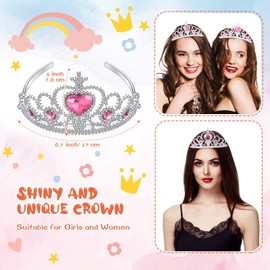 Zhanmai 24 Pcs Tiara Crown Set Princess Crown for Girls Plastic Tiaras Dress up Costume Party Favor Accessories Kid Birthday (Pink)