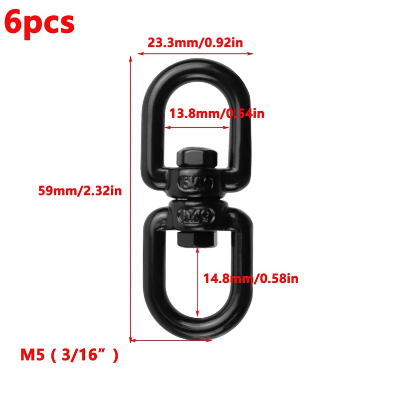 Antrader M5 Double Ended Swivel Eye Hook,6Pcs Eye to Eye