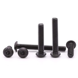 RoyceMart 1/4-20 x 3/4 inch Button Head Socket Head Cap Screws, Grade 10.9 Alloy Steel, Allen Hex Drive, Full Machine Thread, Black Oxide Finish, 25 PCS