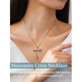 yoalincy Moissanite Cross Necklace for Women Sterling Silver Twisted Cross Pendant with 5A Cubic Zirconia Birthday Jewelry Gifts for Women Wife