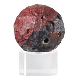 Nupuyai Africa Bloodstone Crystal Ball with Acrylic Stand, Solar System Crystal Ball Stone Model Irregular Surface Gemstone Ball Planet Decoration for Feng Shui and Home