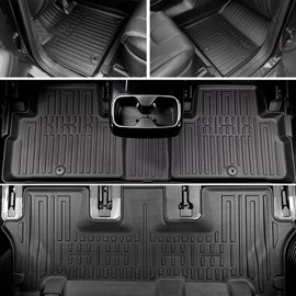 HOUCLEMIC Floor Mats for 2020-2024 Kia Telluride Accessories, Cargo Mat with Seat Backrest Mat for Kia Telluride Accessories 2025 All Weather Mats TPE Waterproof Cargo Liners 2023 2022 2021