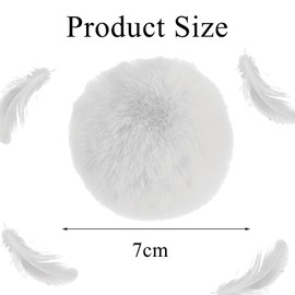 6 Pcs White Pom Poms, 7cm Faux Rabbit Fur Pom Pom Balls, Faux Fur Pom Poms for Hat, Fluffy Soft Fur Poms Balls, Pompoms for Hats, Pom Poms, for Keychain Knitting Hats DIY Scarves (White)