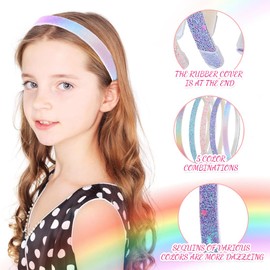 5 Stück Glitzer Haarband, Buntes Niedlich Haarreifen Kinder, Haarreif Kinder Regenbogen Glitzernd Stirnbänder Haarreifen Mädchen, Haarreif Tägliches für Mädchen