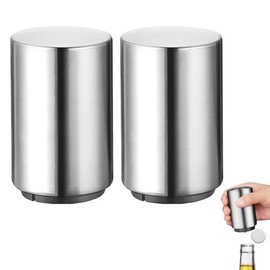 Destapador de Cerveza Automático 2 Pcs, Abridor de Botellas de Acero Inoxidable Plateado, Abrebotellas de Cerveza Facil de Usar