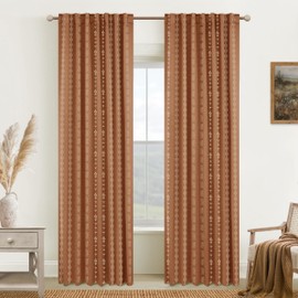 Lino Rosa Boho Farmhouse Blackout Curtains 84 Inch Length 2 Panels Set for Bedroom Living Room,Rustic Floral Terracotta Rust Patterned Western Black Out Curtains 84 Inch Long