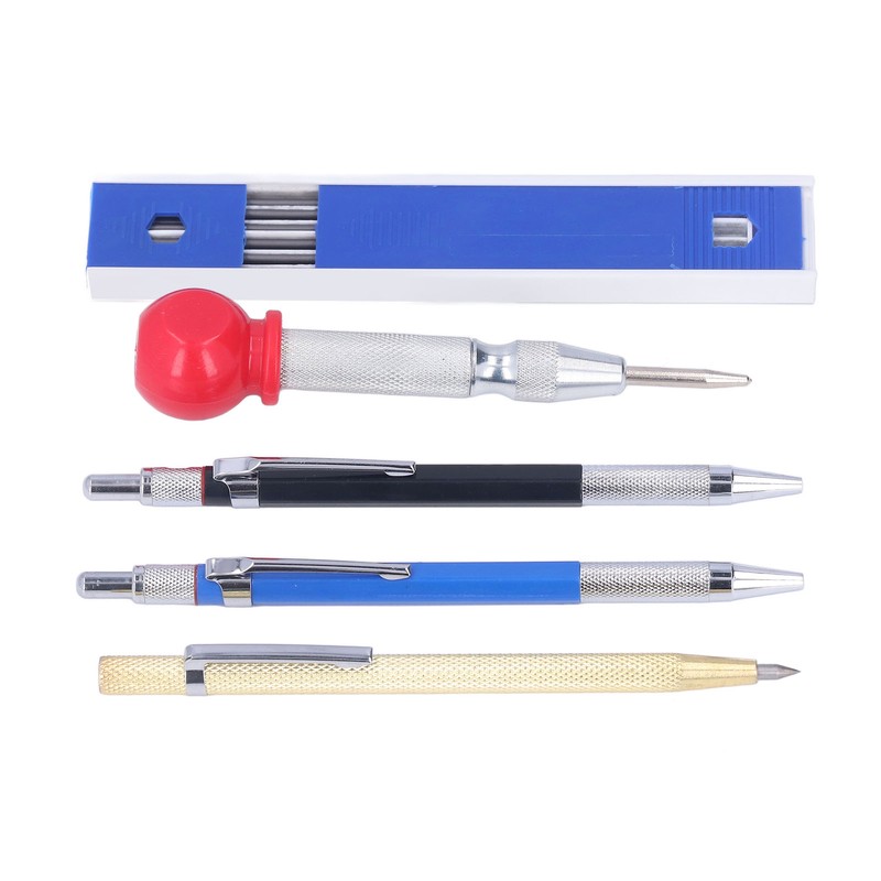 16Pcs Mechanical Carpenter Pencils Kit Scribe Pencil with Center Punch