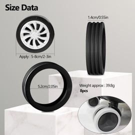 TARKDAK Luggage Wheel Covers, Pack of 8, Protective Cover for Luggage, Suitcase, Wheels Cover, Reduction Noise, Shock for Trolley, Travel Suitcase, Grey