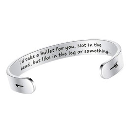 SAM & LORI Friendship Gifts for Women Friends Best Friend Bracelet Christmas Gifts Female Her Birthday Gifts Long Distance Friendship Gifts Valentine Day Easter Cuff I'd Take a Bullet for You